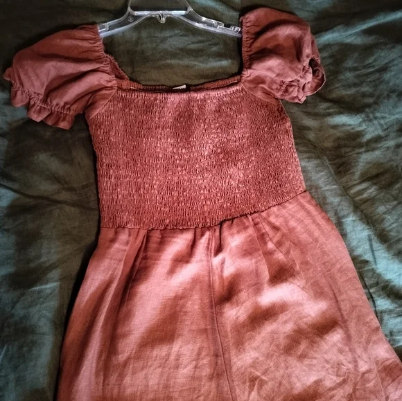 Faithful the Brand 100% Linen Smocked Coquette Princess Orange Jumpsuit NWT 10 - Picture 12 of 14
